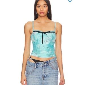 Superdown Turquoise Camisole with Black Accents